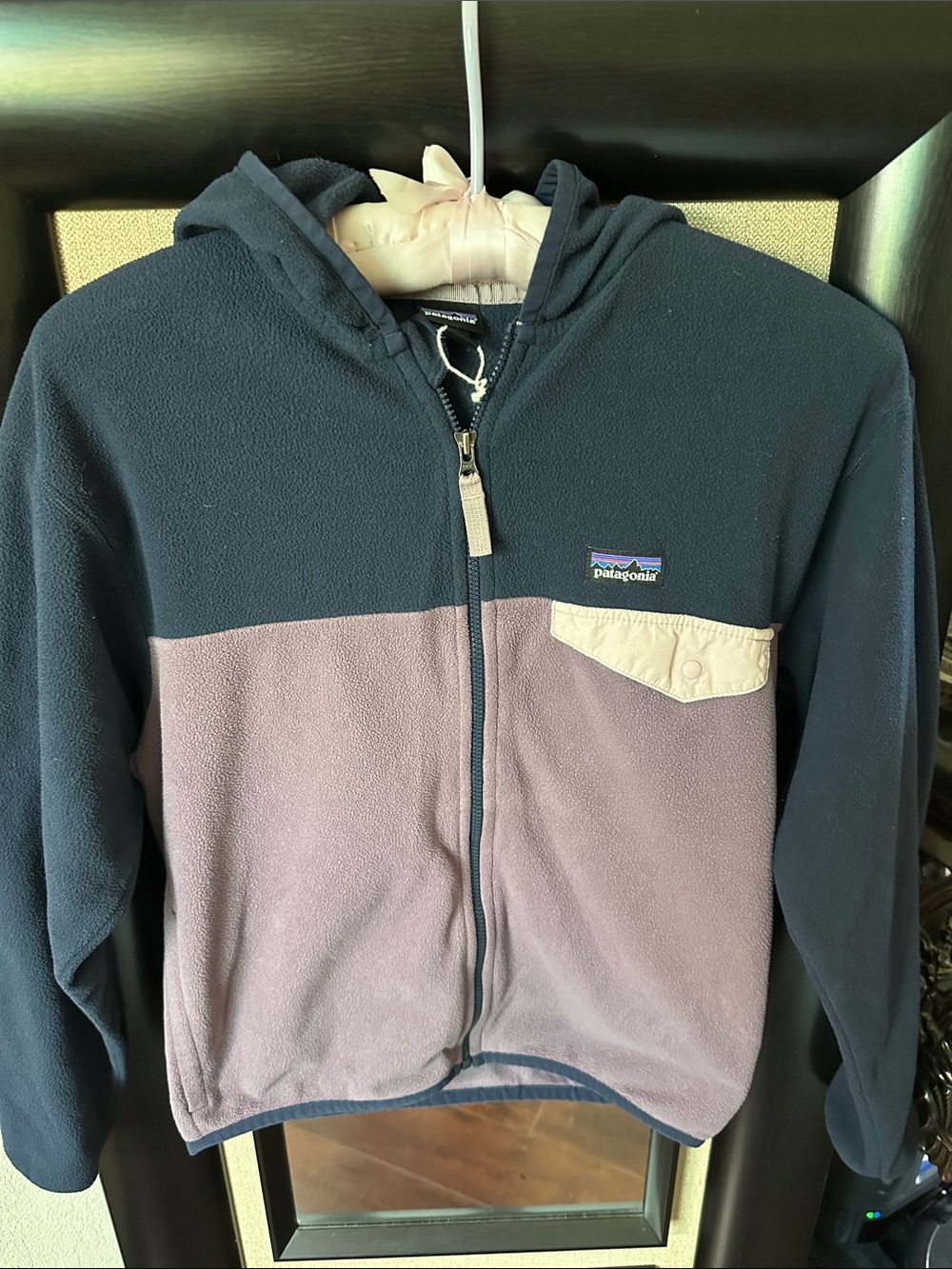 Patagonia Navy & Mauve Zip-Up Fleece Hoodie